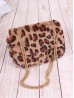 Leopard Print Plush Drawstring Purse